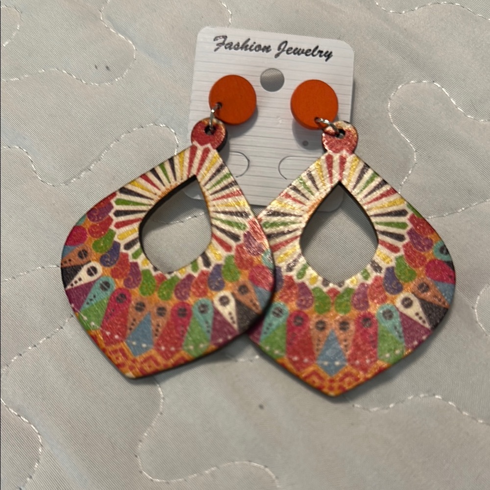 Vibrant Multicolor Geometric Earrings